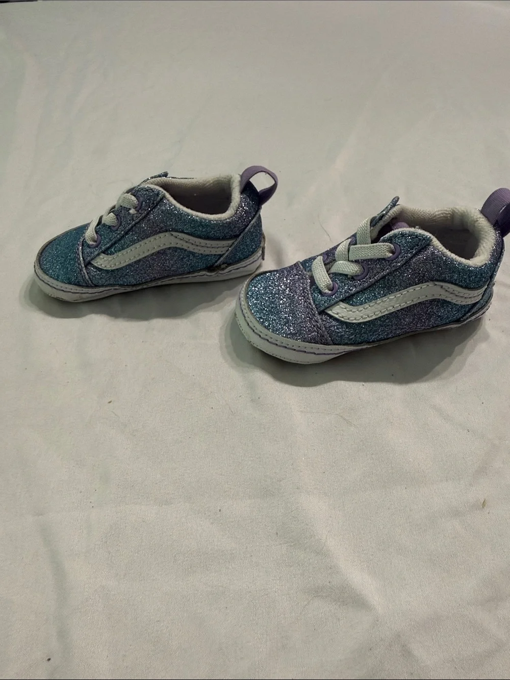 Kids Glitter Lace-Up Sneakers in Teal and Purple